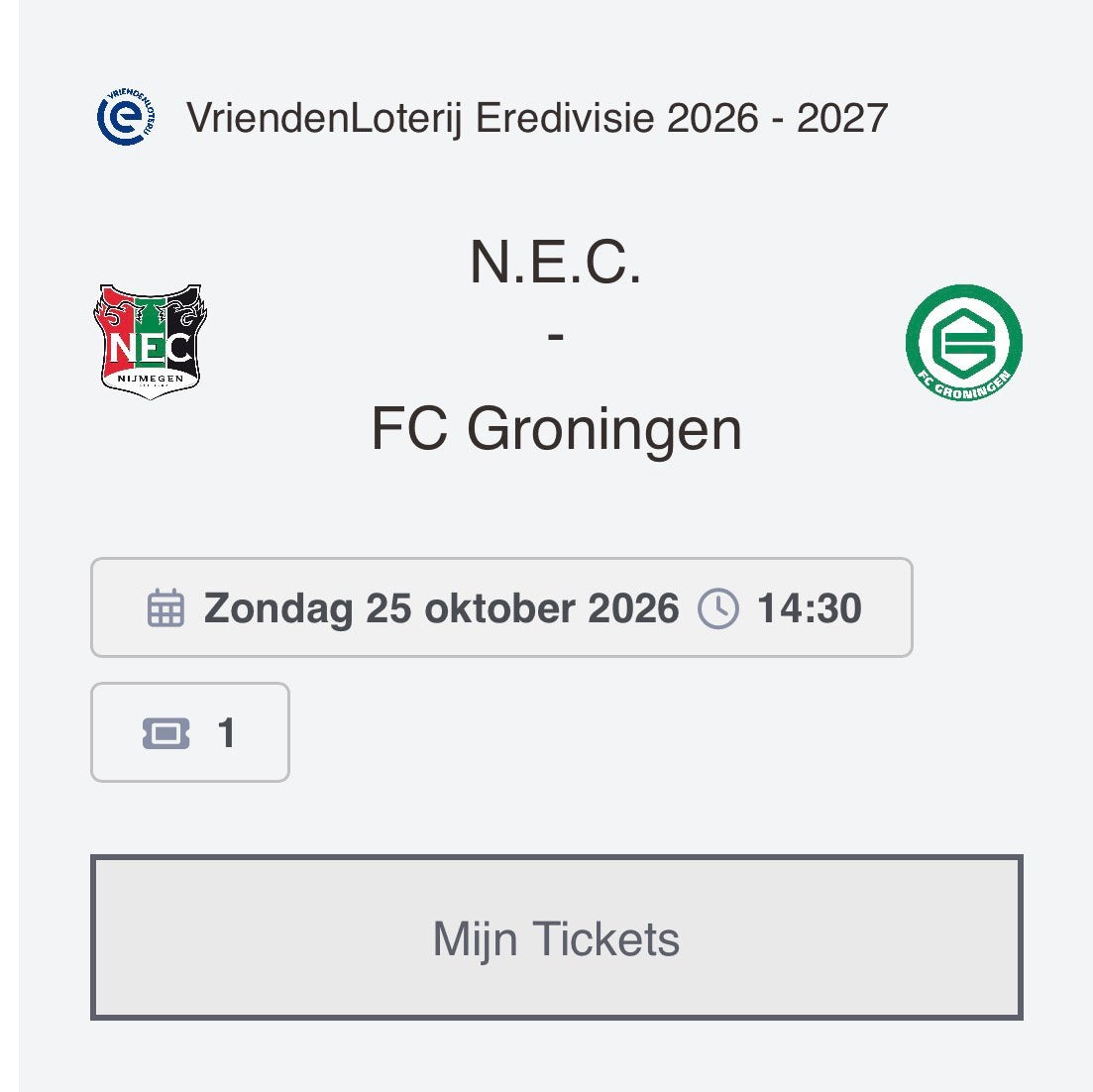 Nec-groningen vak N stoel 9, Eén persoon