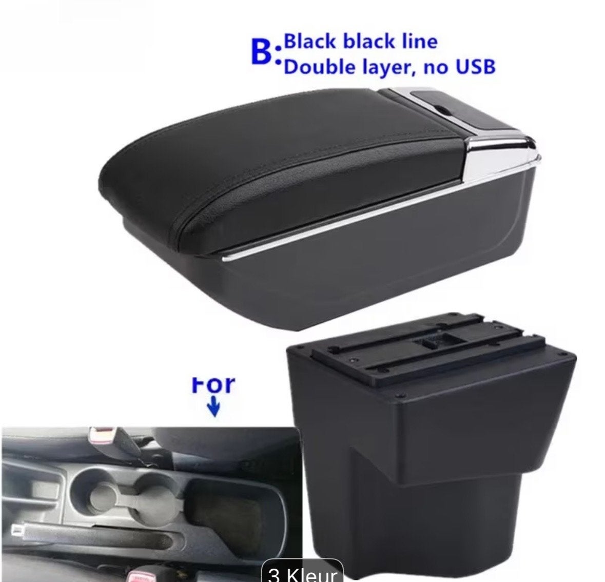 Auto Armsteun Console Box - Dubbellaags, Zwart, Ophalen of Verzenden, Nieuw