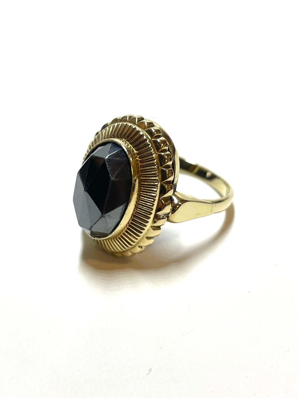 14k gouden ring met een hematiet, -, -, Ophalen of Verzenden, Dame