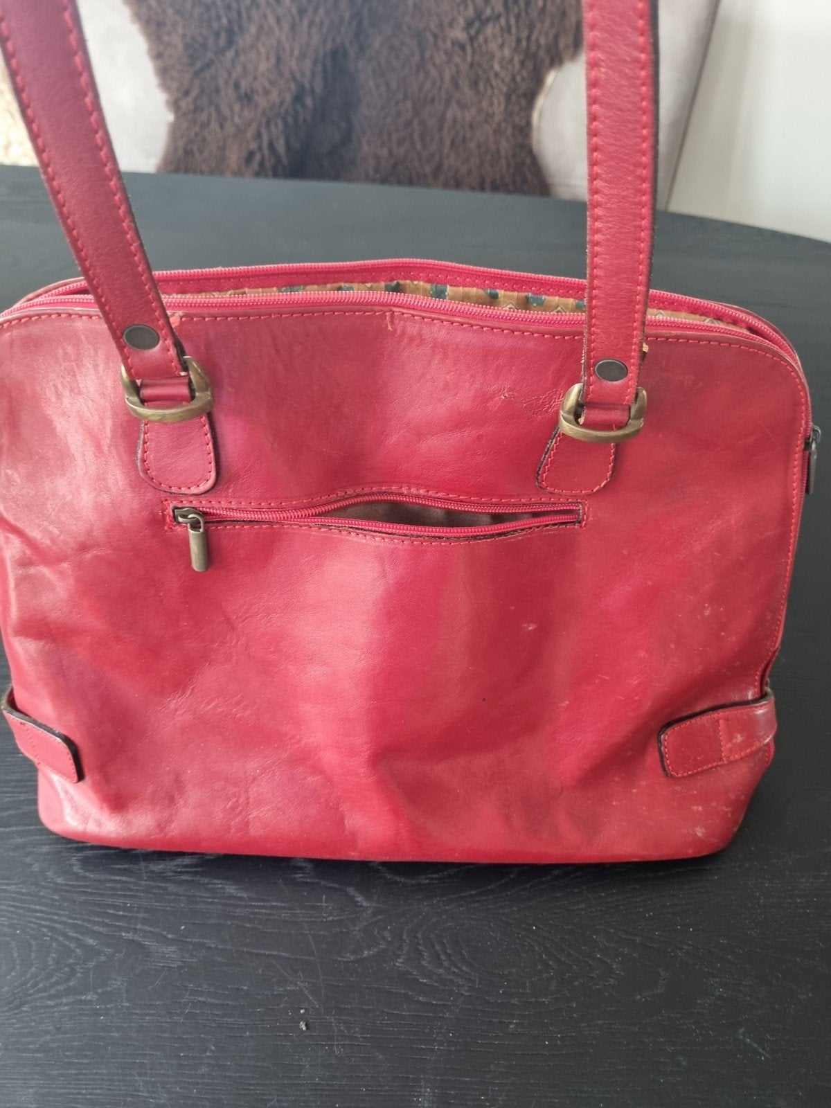Rode leren handtas - Made in Italy, Ophalen of Verzenden, Gebruikt, Rood, Handtas