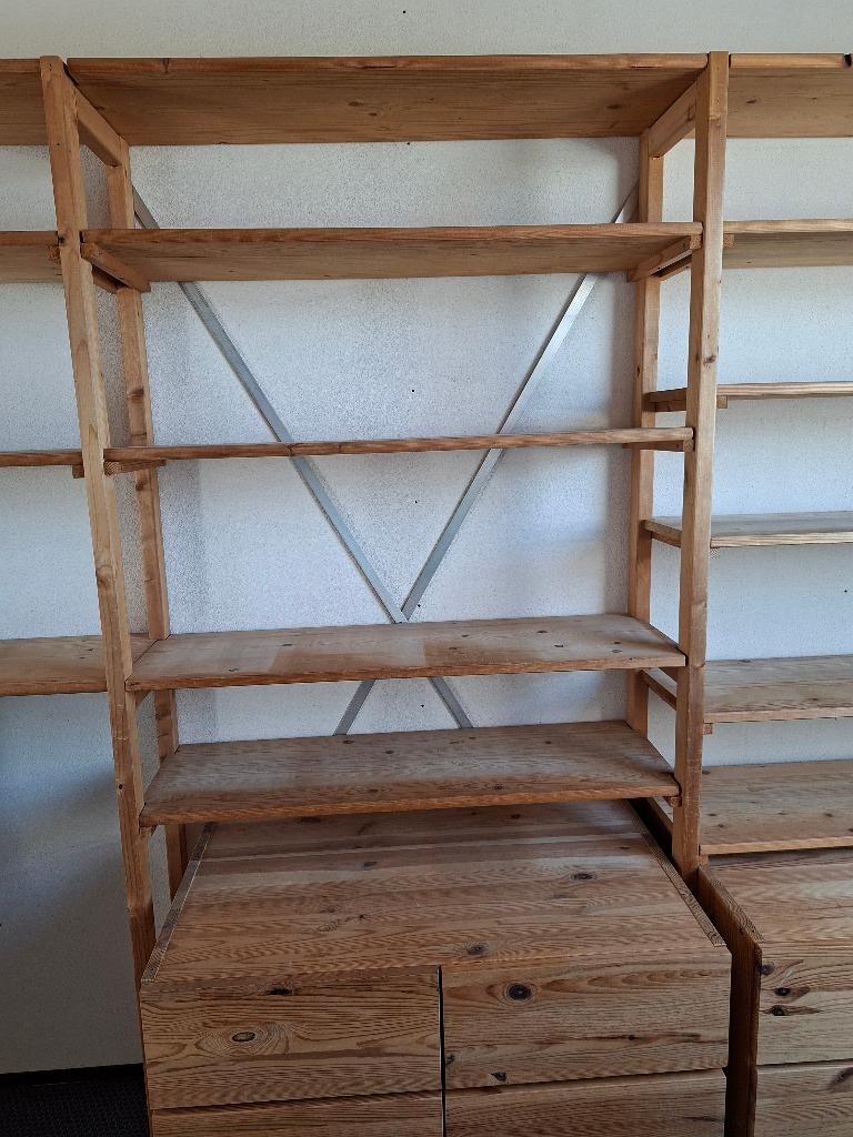 Houten stellingkast met 2 ladeblokken, Ophalen, Gebruikt