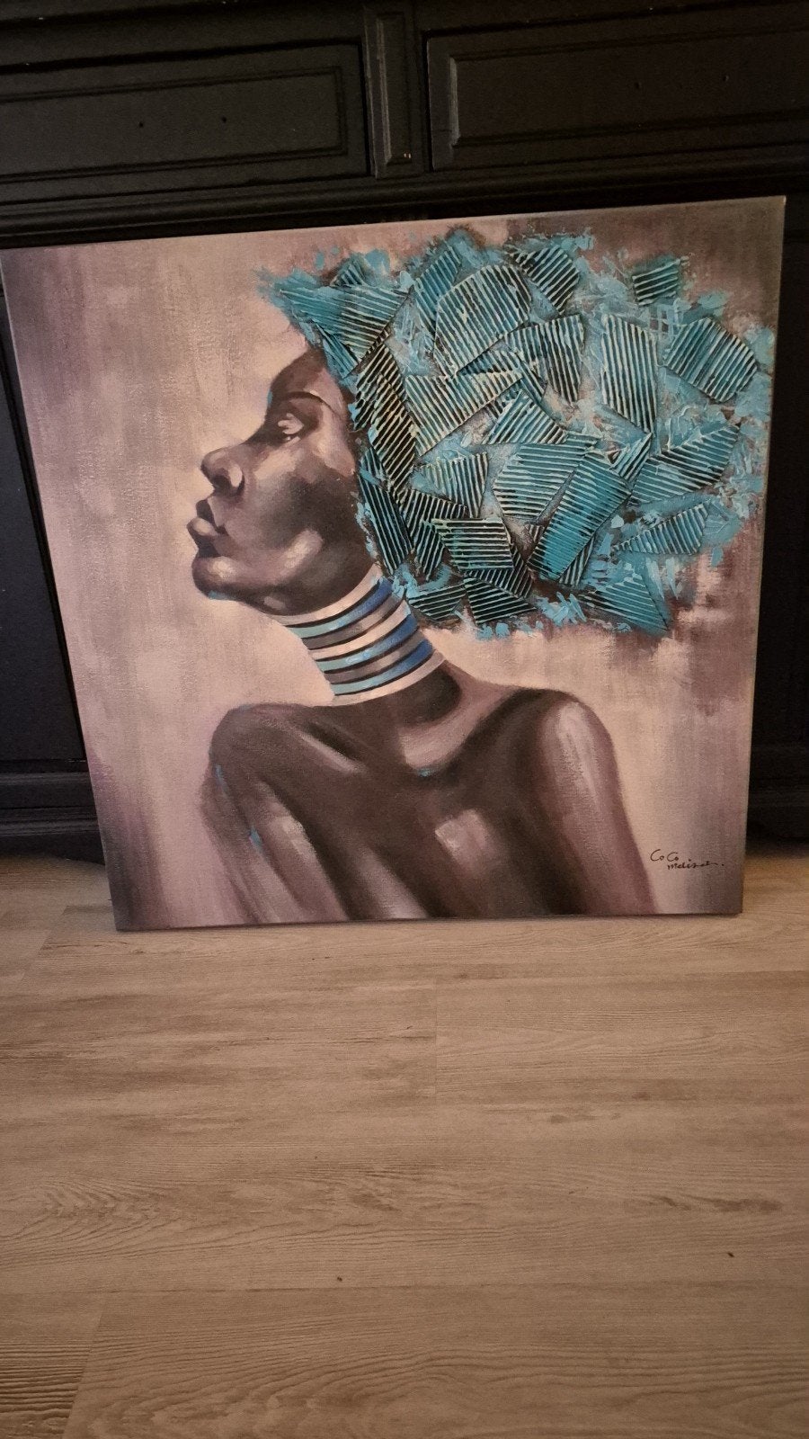 Coco Maison Canvas Schilderij "Amira" Afrikaanse Vrouw, Ophalen of Verzenden
