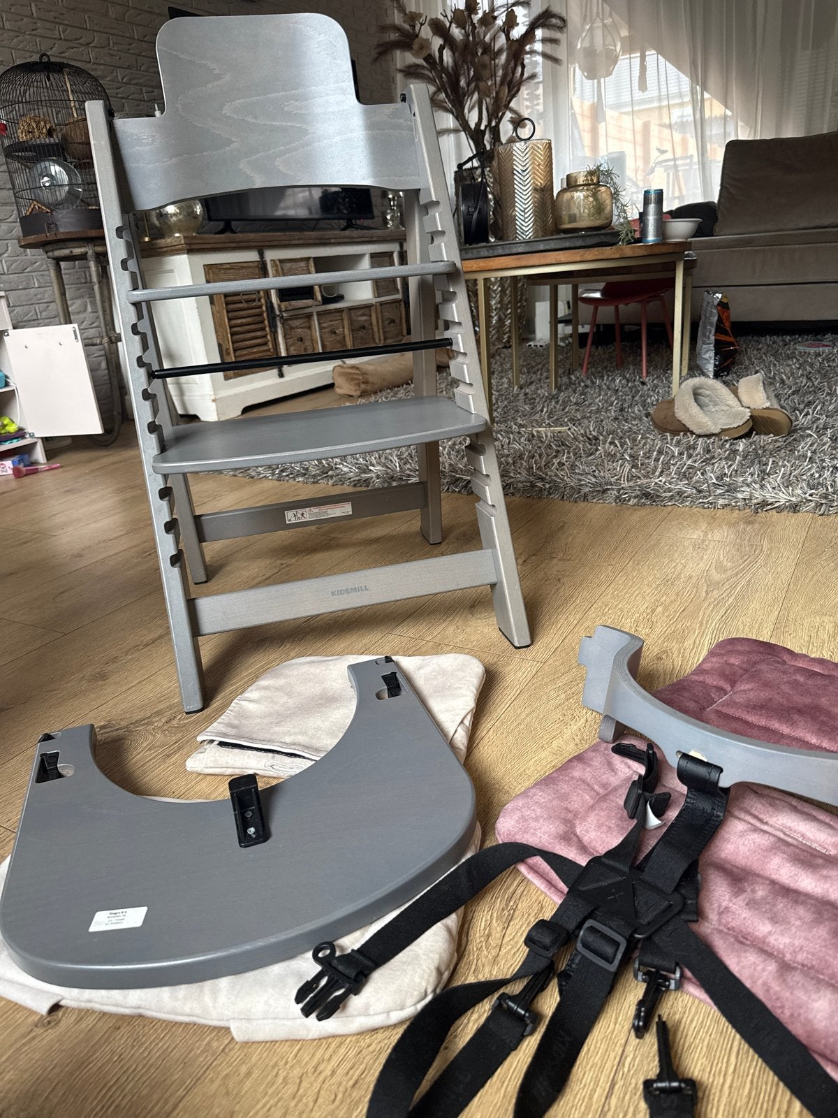 Kidsmill Up! Meegroeistoel Grijs met Complete Set, Kinderen en Baby's, Ophalen, Gebruikt, Meegroeistoel, Afneembaar eetblad