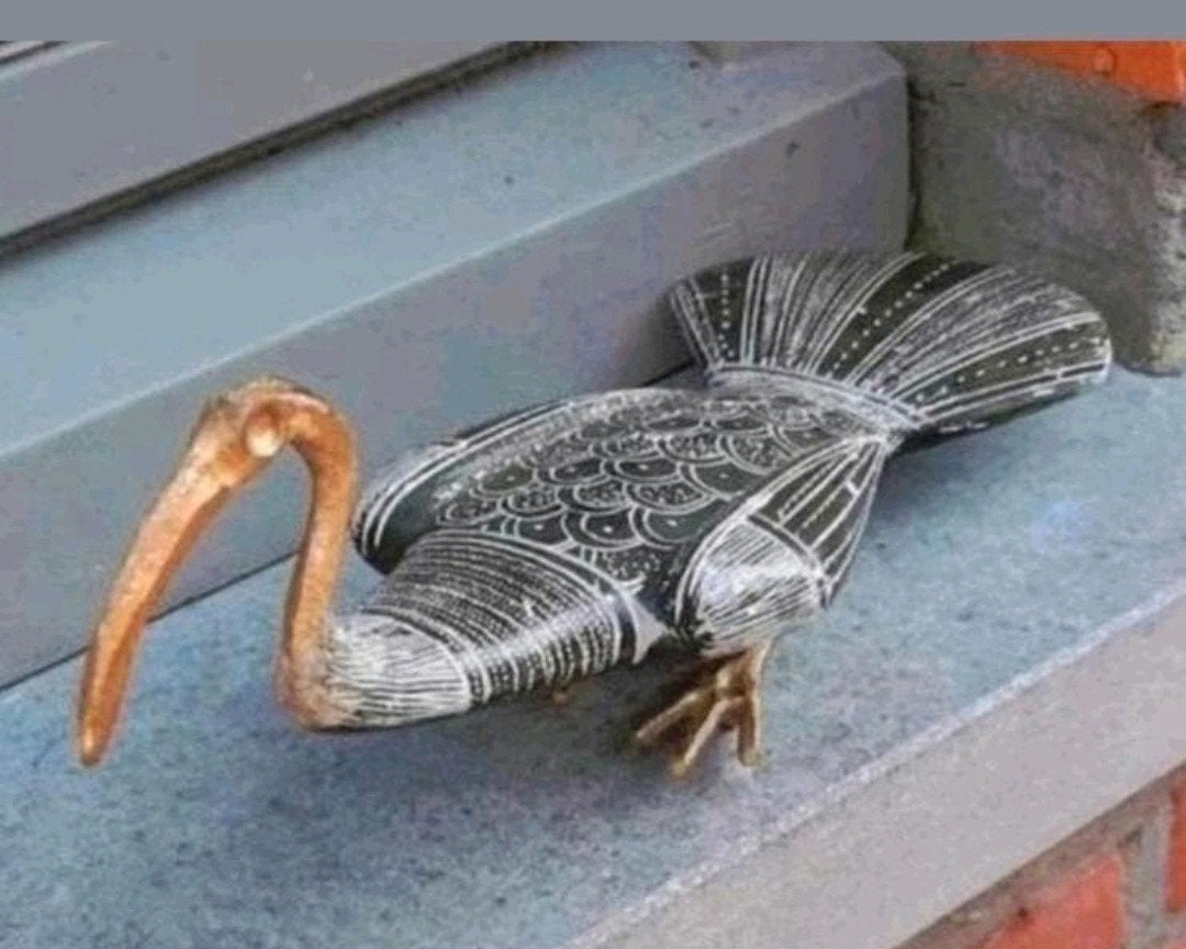 Egyptische Ibis gemaakt van Brons en Marmer handgesneden 26, Ophalen of Verzenden