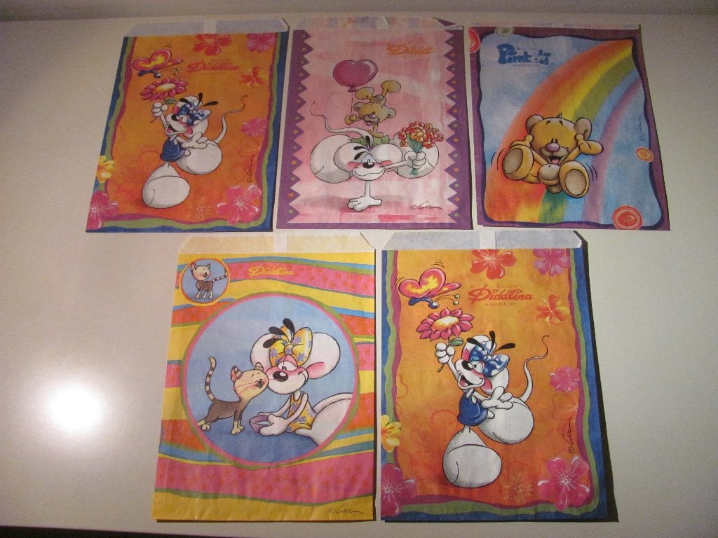 5x Diddl inpak / cadeau zakje ( advertentie 1 ), Verzamelen, Ophalen of Verzenden, Zo goed als nieuw, Tas, Koffer of Zak