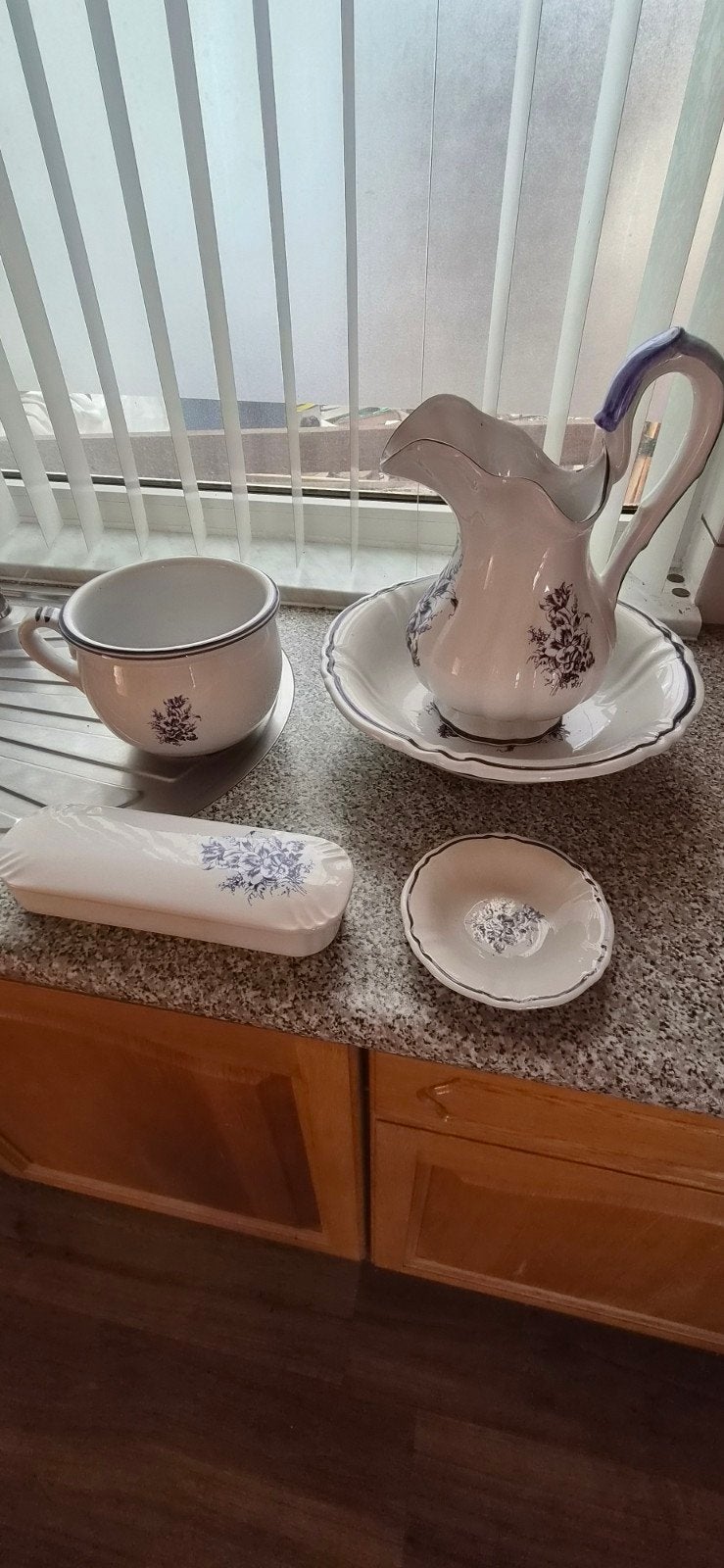 Antieke waskom en kan set - Original J.S. Keramik, Ophalen