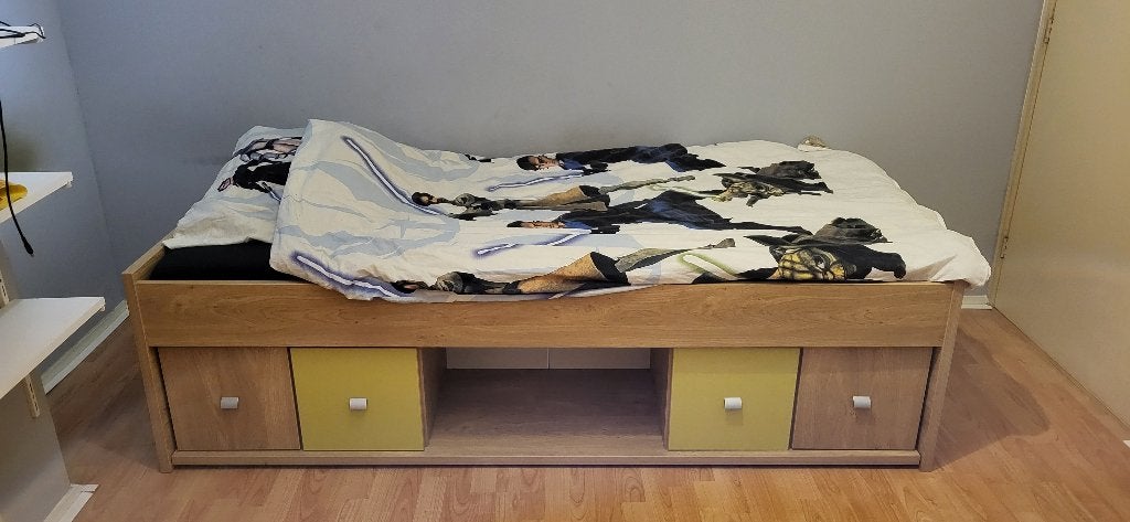Tiener bed met passend bureau trendhopper, Huis en Inrichting, Slaapkamer | Bedden, Ophalen, Gebruikt, 90 cm, 200 cm