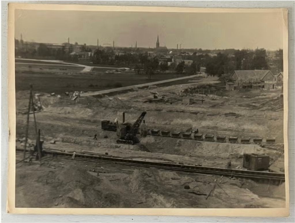 Oude foto bouwput Huis de Waarbeek Hengelo, Ophalen of Verzenden, 1940 tot 1960, Gebruikt, Overige onderwerpen