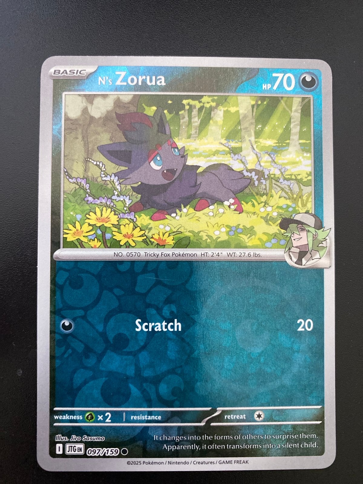 N's Zorua 097/159 Reverse Holo Journey Together, Ophalen of Verzenden, Zo goed als nieuw, Losse kaart, Foil