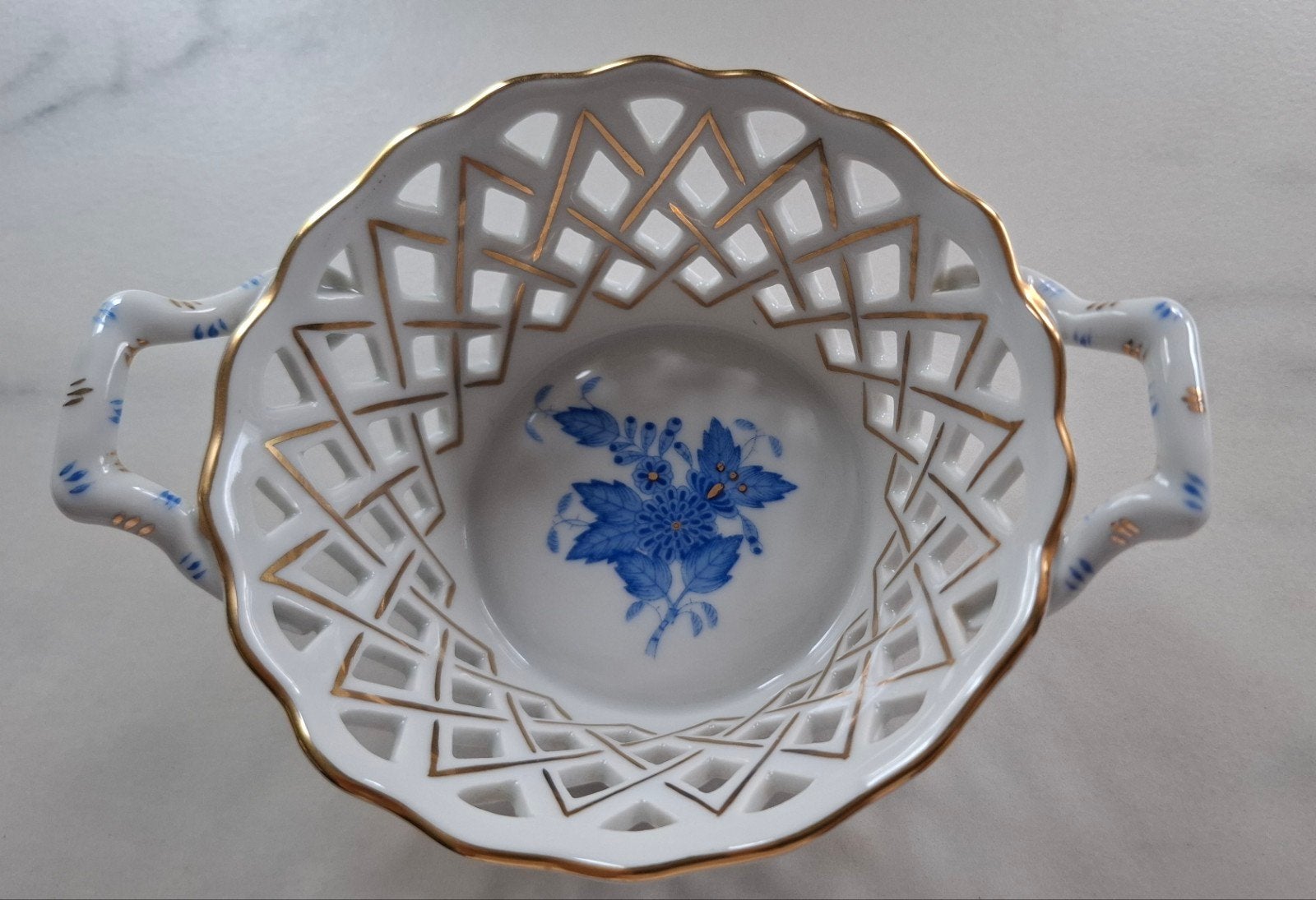 Herend Hungary mandje, Apponyi blauw, gaaf en onbeschadigd, Ophalen of Verzenden