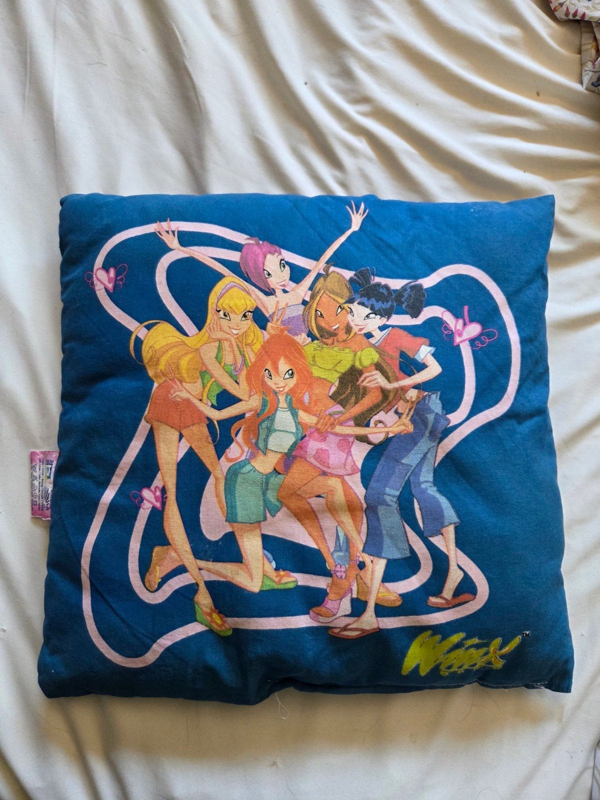 Origineel Winx Club Sierkussen uit 2005 - Dubbelzijdig 37x37, Overige merken, Vierkant, Ophalen of Verzenden, Zo goed als nieuw