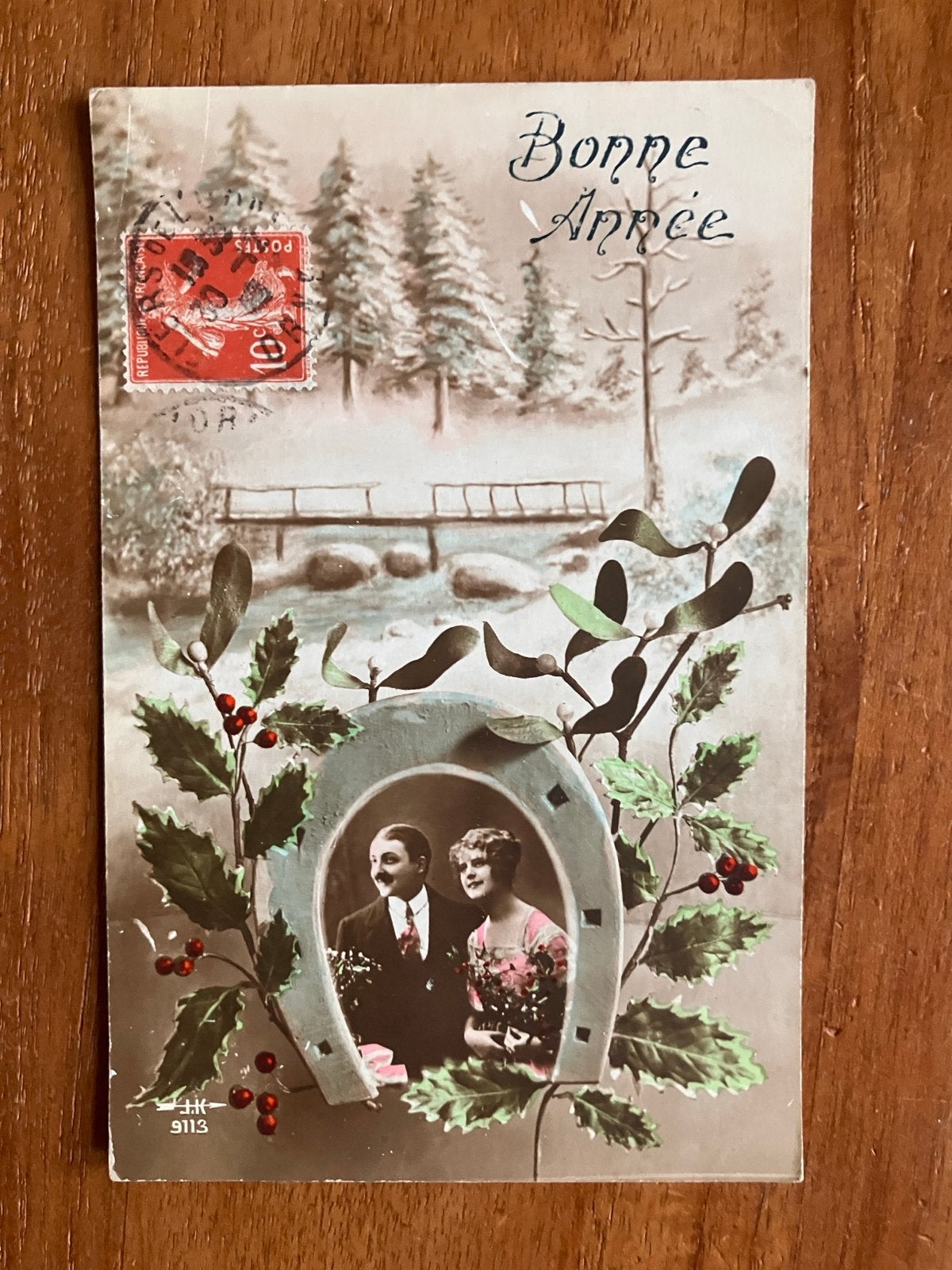 Bonne Année. Oude Franse Nieuwjaarskaart 1916, Ophalen of Verzenden, Voor 1920, Gelopen, Feest(dag)