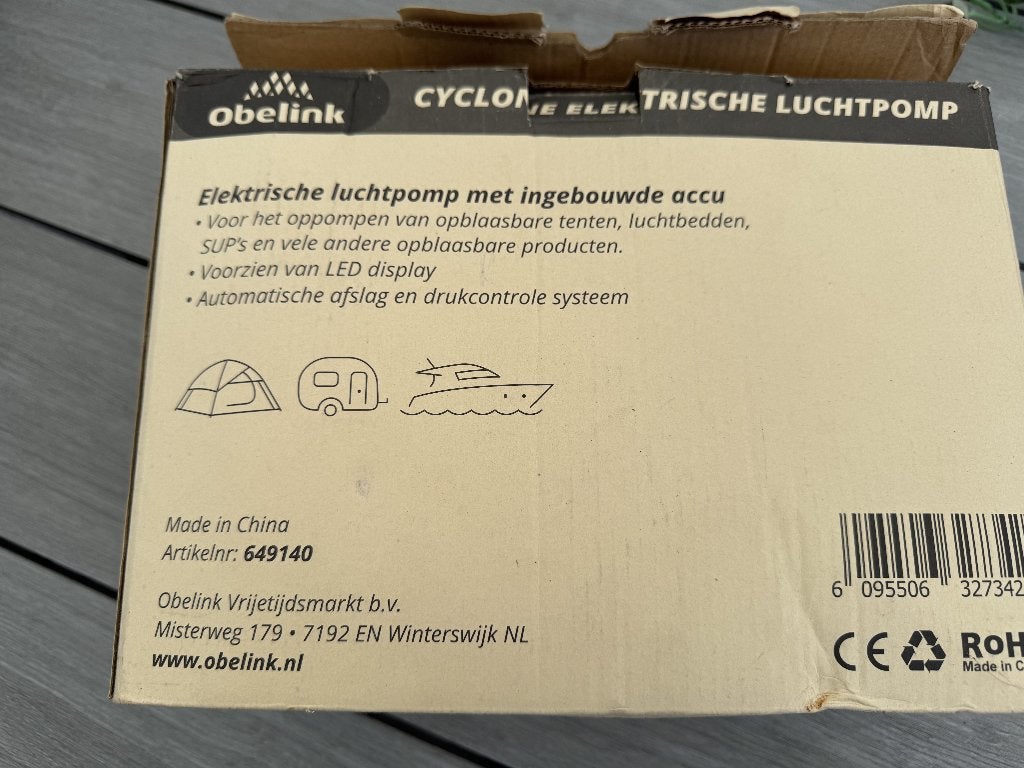 elektrische luchtpomp met ingebouwde accu, Caravans en Kamperen, Luchtpompen, Ophalen, Nieuw, Elektrisch