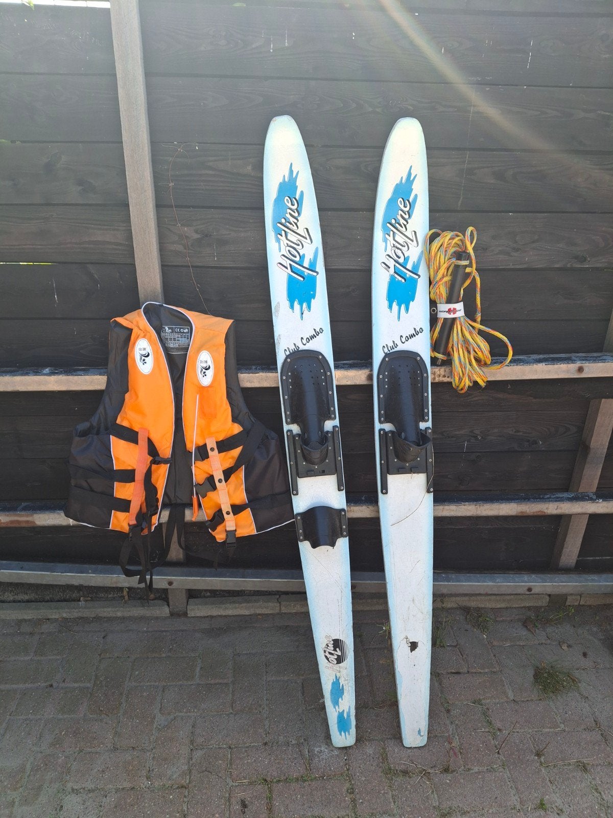 waterski set compleet met lijn en vest, Ophalen, Gebruikt, Waterski's, Met zwemvest(en)