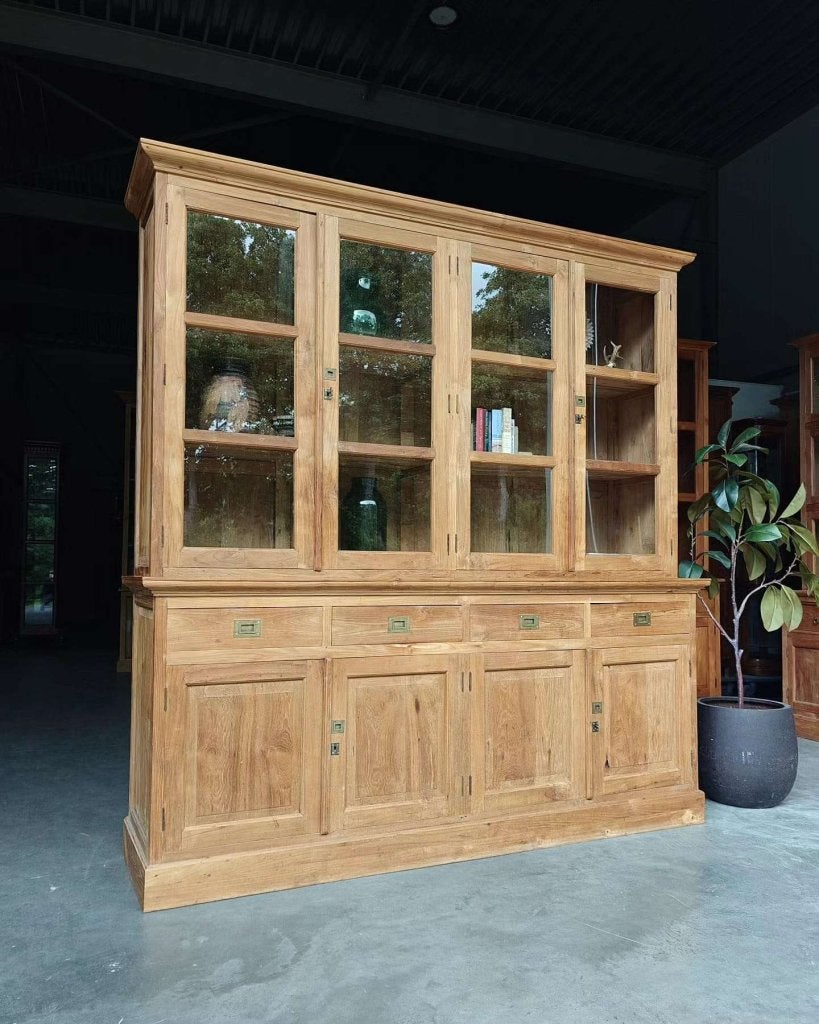 Grote teakhouten winkelkast | Buffetkast Teak  #3342, Gebruikt, -, 200 cm of meer, -