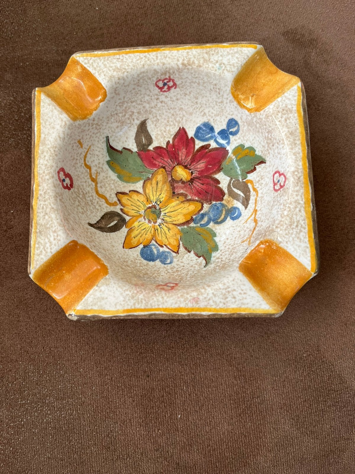 Asbak vintage Bonny Gouda Platel met Bloemmotief, Ophalen of Verzenden
