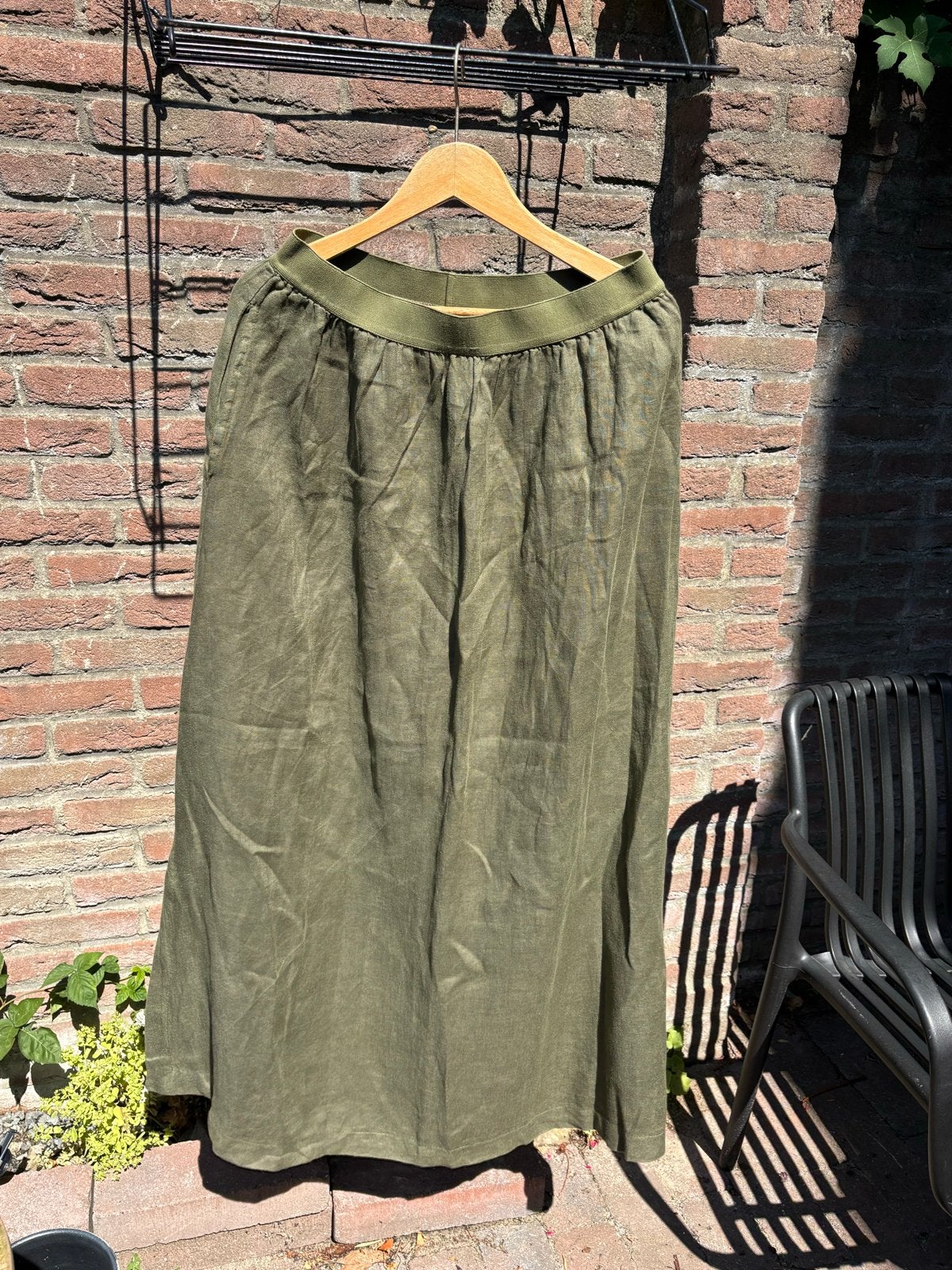 Bellamy Groene Linnen Maxi Rok met Zakken maat M, Maat 38/40 (M), Nieuw, Ophalen of Verzenden, Onder de knie
