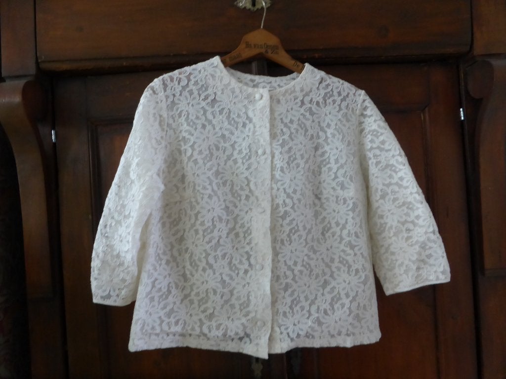 Vintage handgemaakte kanten blouse maat M, Maat 38/40 (M), Wit, Ophalen of Verzenden, Zo goed als nieuw