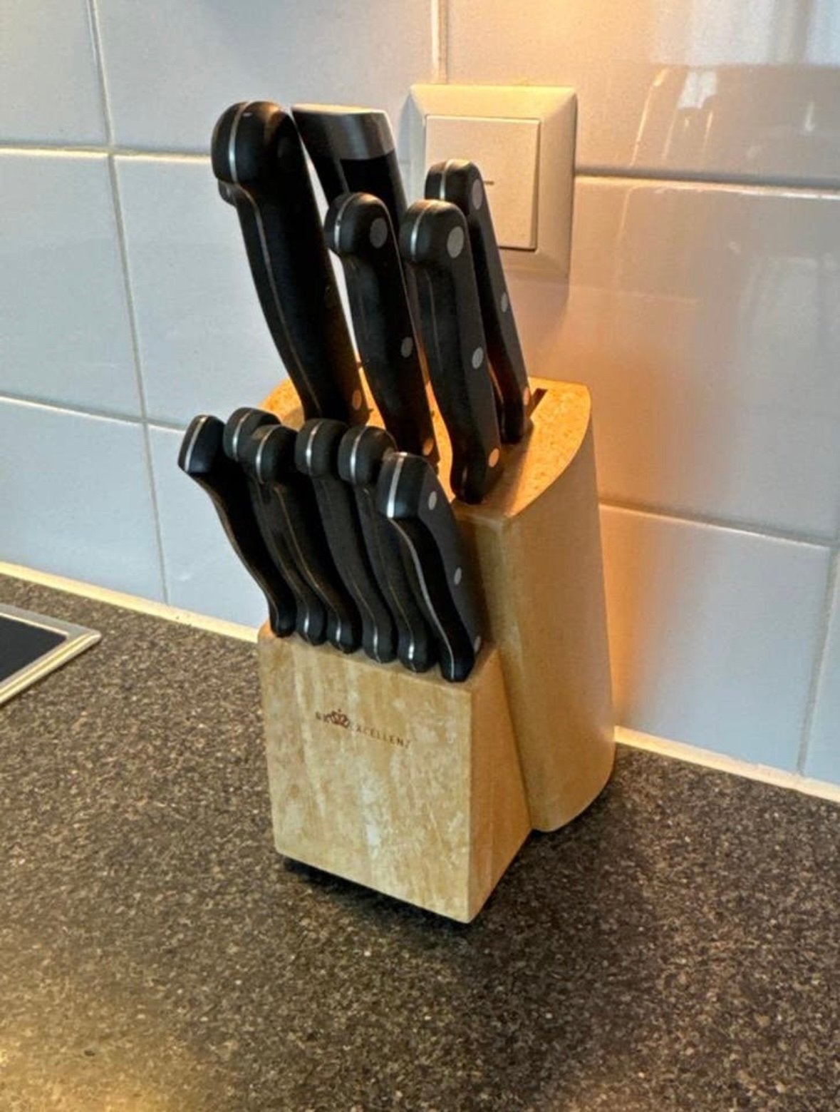 BK Excellent Messenblok met 12 Messen - Hout & Zwart, Ophalen, Gebruikt, Hout, Zwart