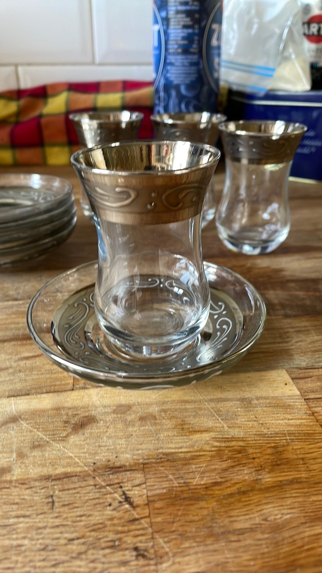 Parabahce turkse koffie glazen zilver vintage, Ophalen of Verzenden, Gebruikt, Overige typen