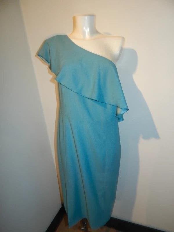 Ladress oceaan blauw groene jurk voilant Nieuw XL