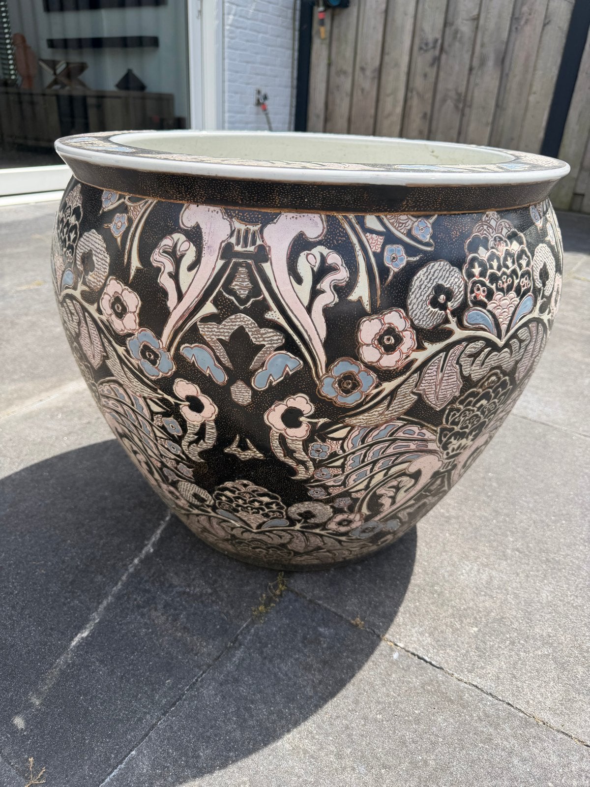 Prachtige Chinese Vissenkom / Bloempot met Patroon, Antiek en Kunst, Ophalen