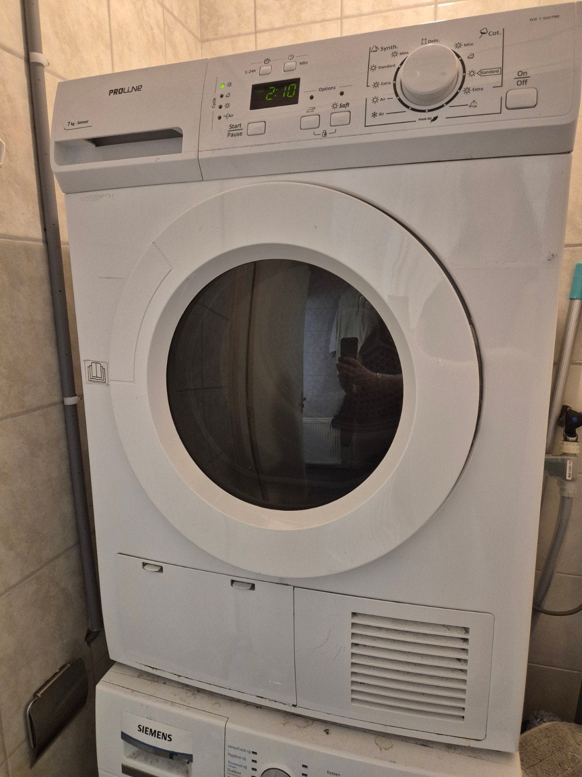 Proline condensdroger 7kg met droogsensoren, Ophalen, 6 tot 8 kg, Gebruikt, 85 tot 90 cm