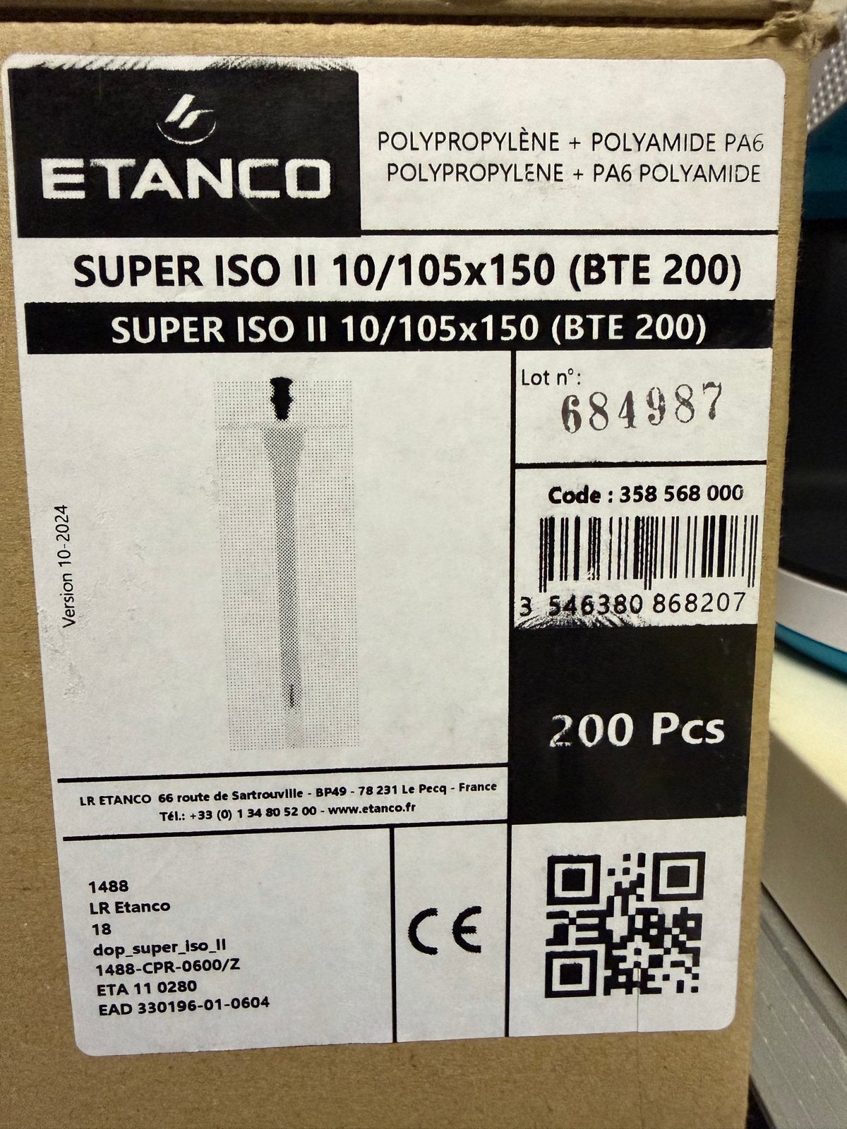 ETANCO SUPER ISO II 10/105x150 Isolatiepluggen(ong(109 stuks, Ophalen, Nieuw