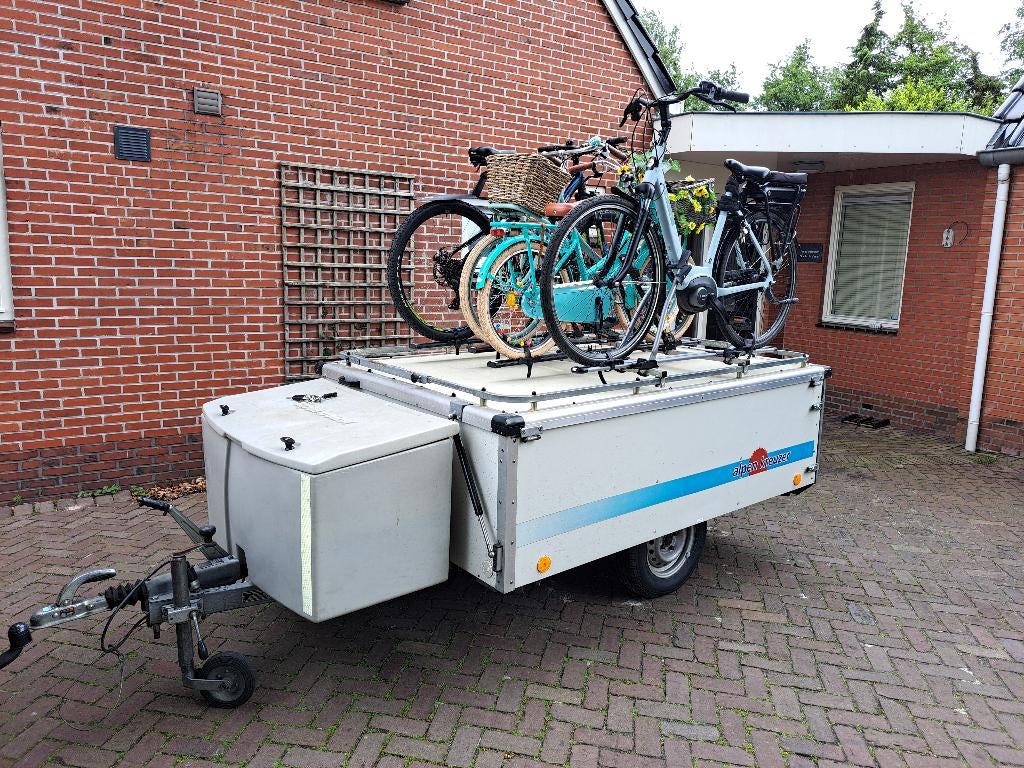 Bagagewagen met 4 fietsendragers & Opblaasbare Tent, Caravans en Kamperen, Tenten, tot en met 6, Gebruikt, Ophalen