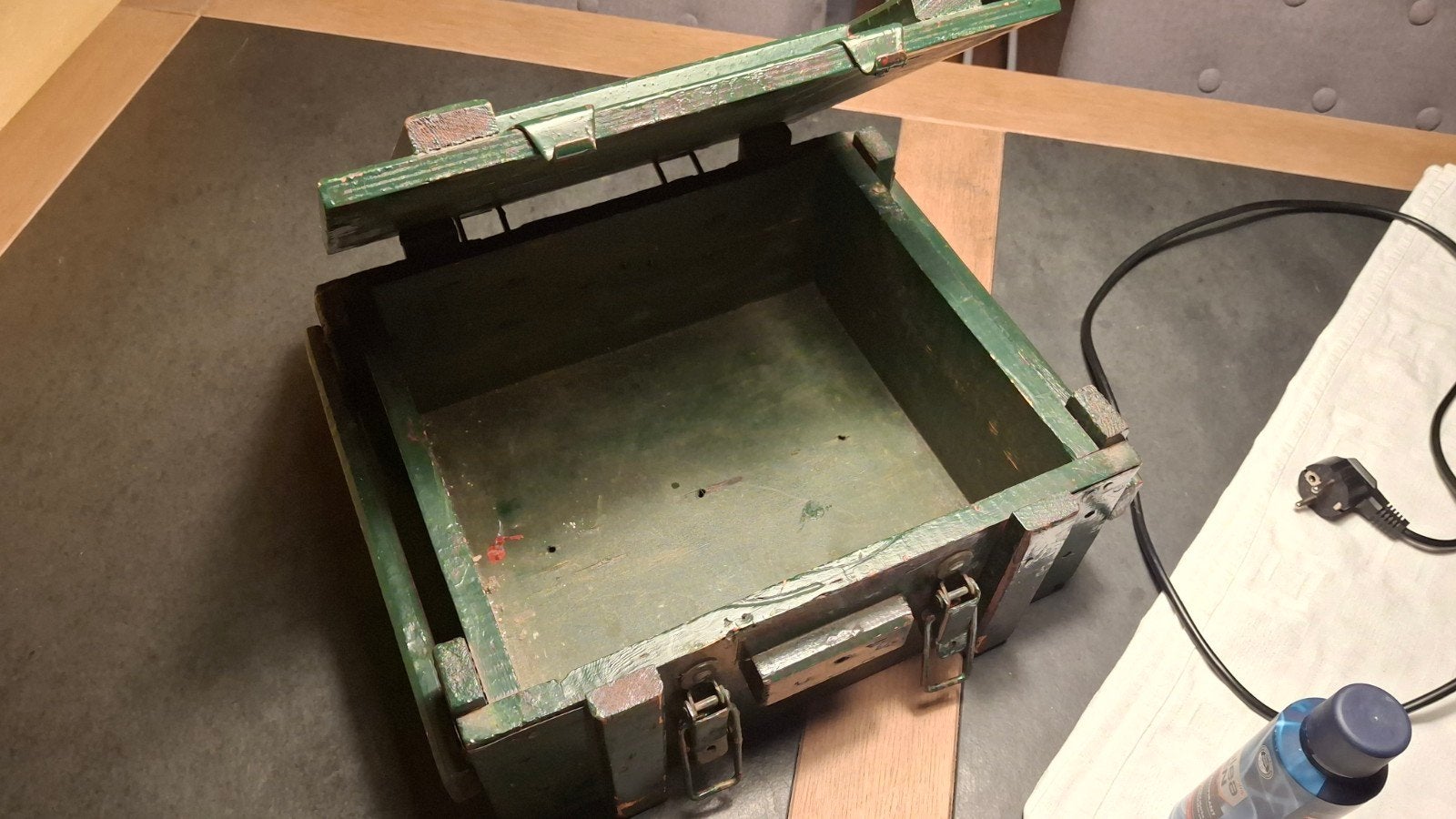 Vintage Houten Kist - Groen/Rood - Gebruikt, Ophalen of Verzenden