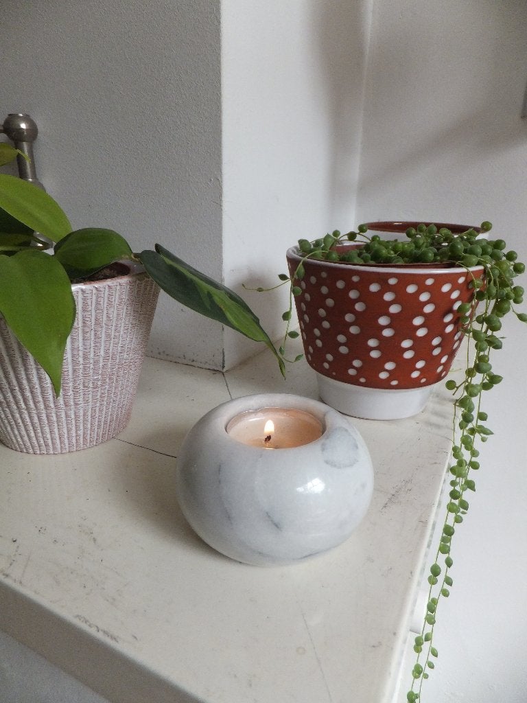 gratis verzenden vintage kandelaar massief marmer waxine, Verzenden, Kandelaar