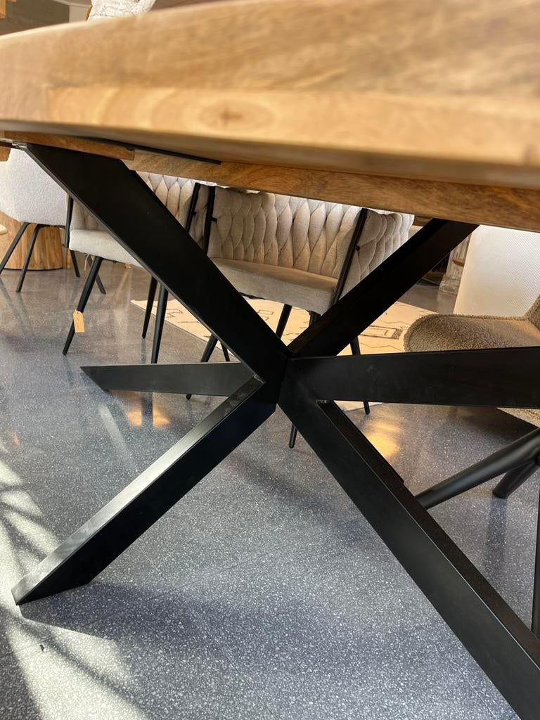 Magazijn leegverkoop grote eettafel ovaal mangohout matrix, Huis en Inrichting, Woonaccessoires | Overige, Hout, Nieuw, Ophalen of Verzenden