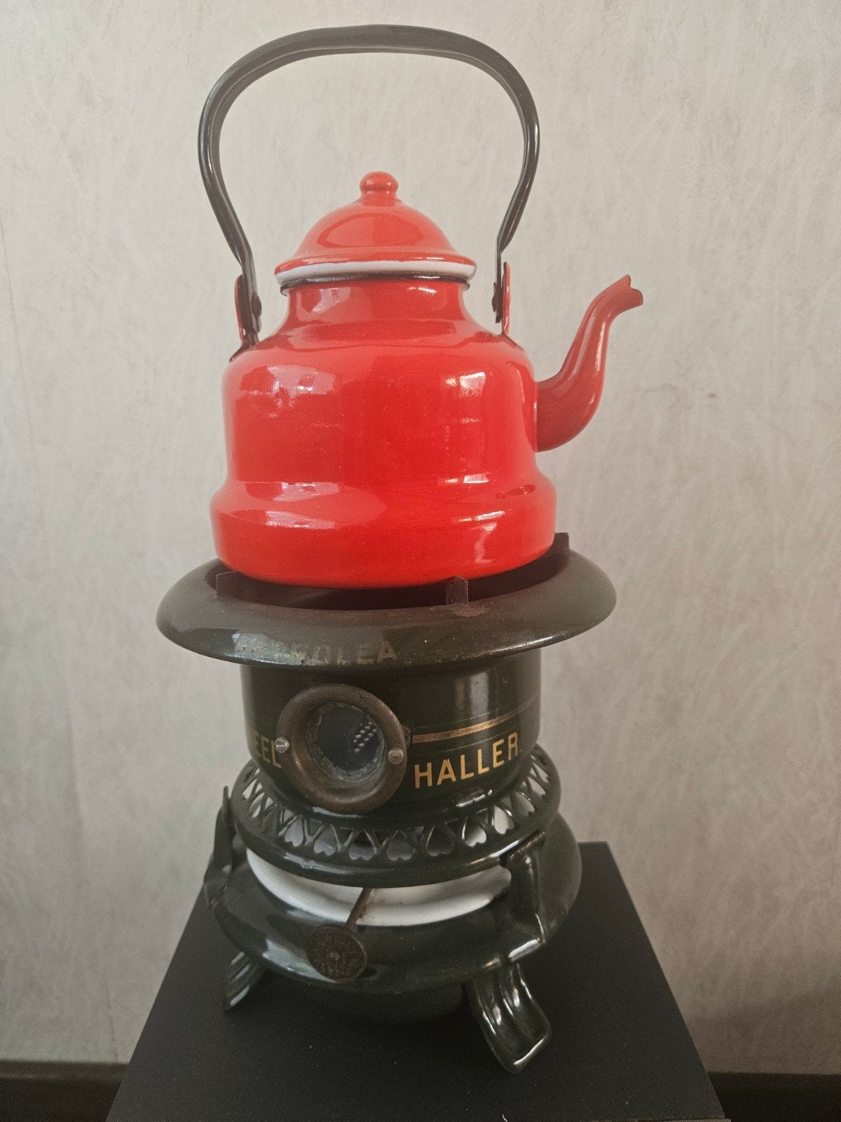 Haller petroleun stel, Antiek en Kunst, Ophalen