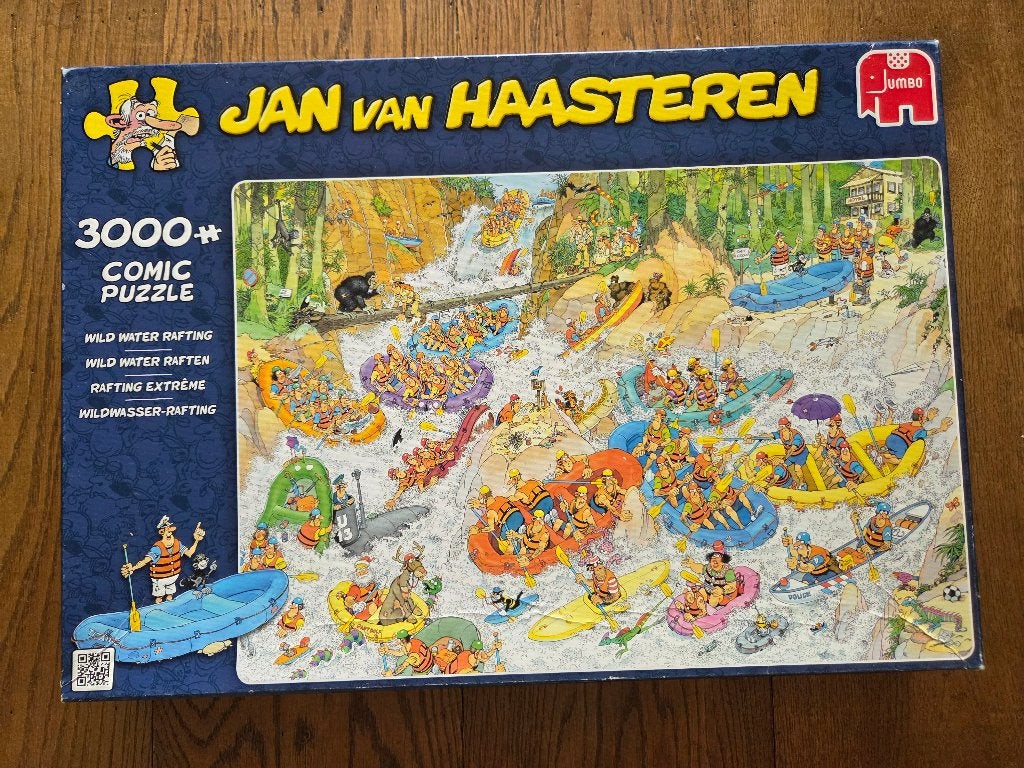 Jan van Haasteren Wild Water Raften puzzel 3000 stukjes, Ophalen of Verzenden, Meer dan 1500 stukjes, Gebruikt, Legpuzzel