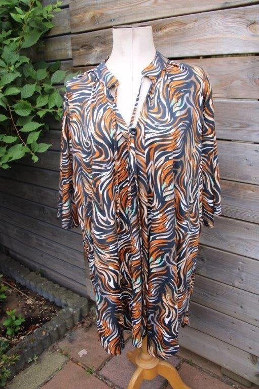 Tuniek zwart/ oranje/ grijs Magna mt 52/54 Vaste prijs, Ophalen of Verzenden, Blouse of Tuniek, Zwart, Magna