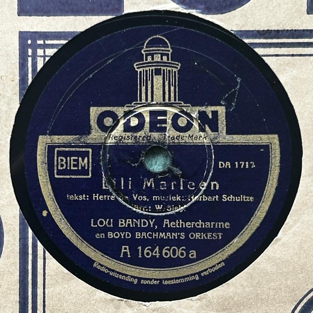 Lili Marleen - NL versie uit 1941 door Lou Bandy - 78 toeren, Verzamelen, Militaria | Tweede Wereldoorlog, Ophalen, Overige soorten