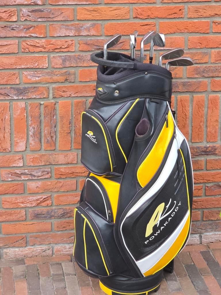 Dure Powakaddy Premium-Tech Cartbag golftas met div. Clubs, Ophalen, Set