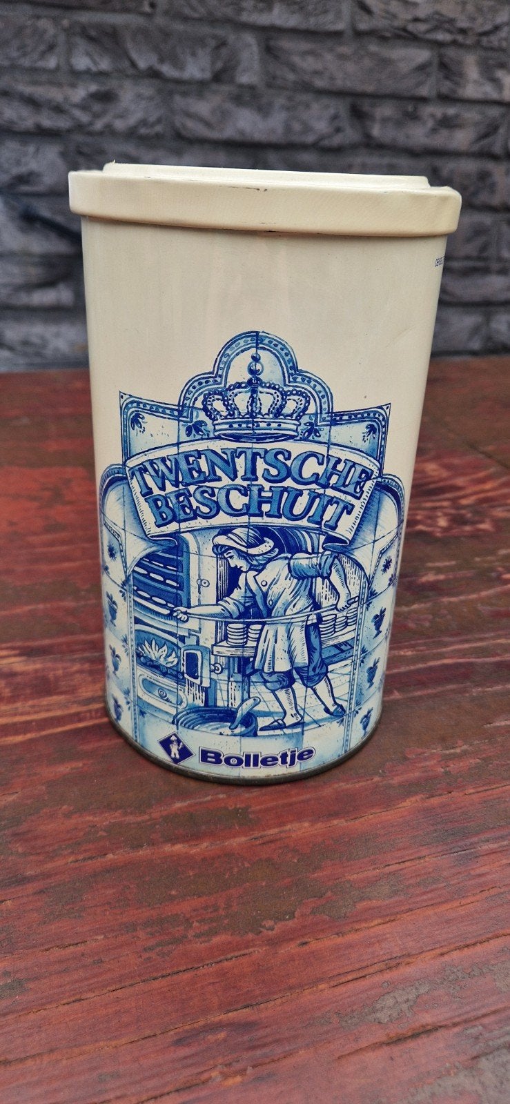 Vintage Twentsche Beschuit Bolletje schroefdeksel, Verzamelen, Blikken, Ophalen of Verzenden