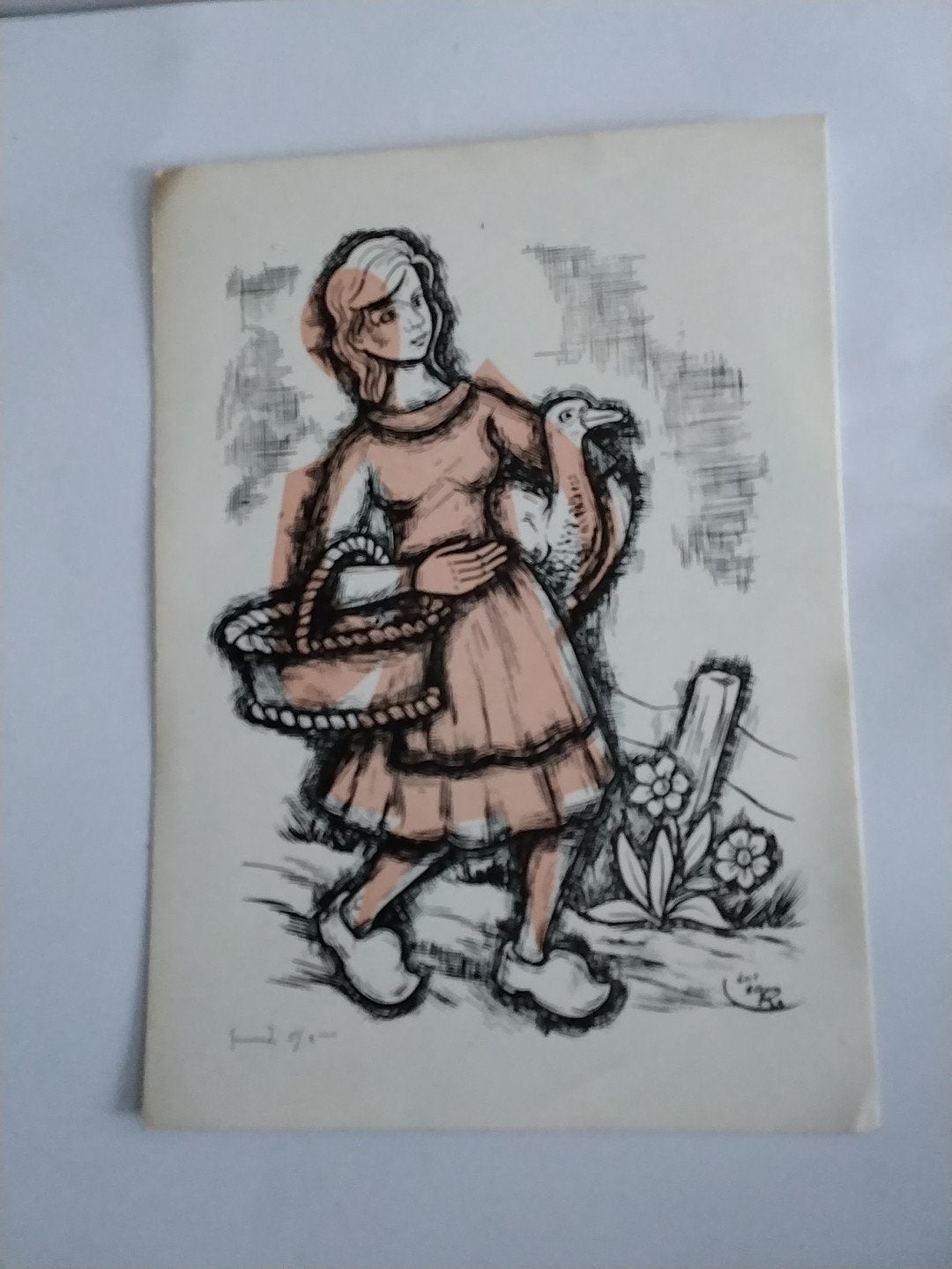 MEISJE. OP KLOMPEN, Ophalen of Verzenden, Voor 1920, Kinderen