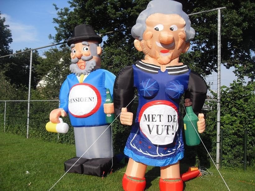 zev pensioen vut 65 pop opblaas huren feest 50 75 te huur 40, Ophalen of Verzenden, Nieuw, Verjaardag