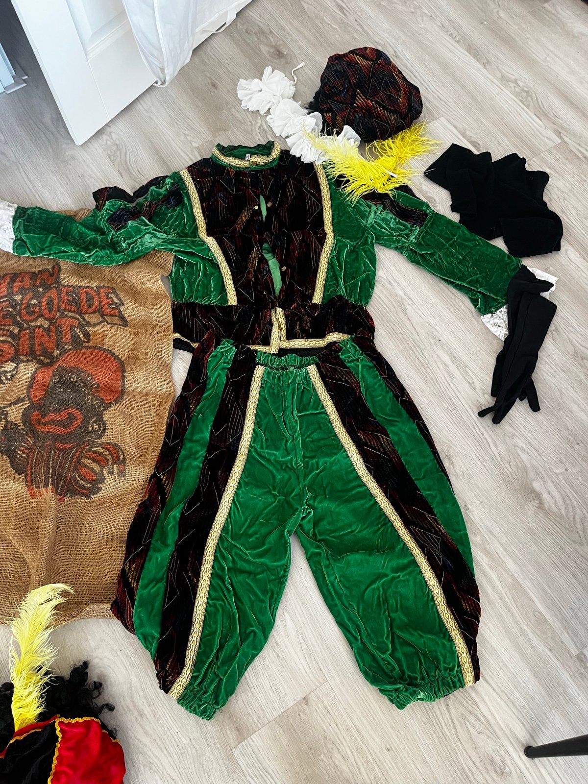 Groen fluwelen pietenpak maat L/XL, Ophalen of Verzenden, Gebruikt