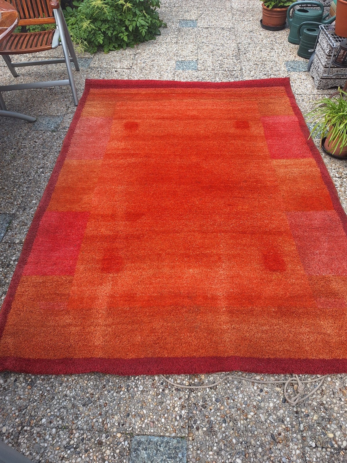 Modern rood/oranje vloerkleed, 170x230 cm, Ophalen, Gebruikt, 150 tot 200 cm, 200 cm of meer