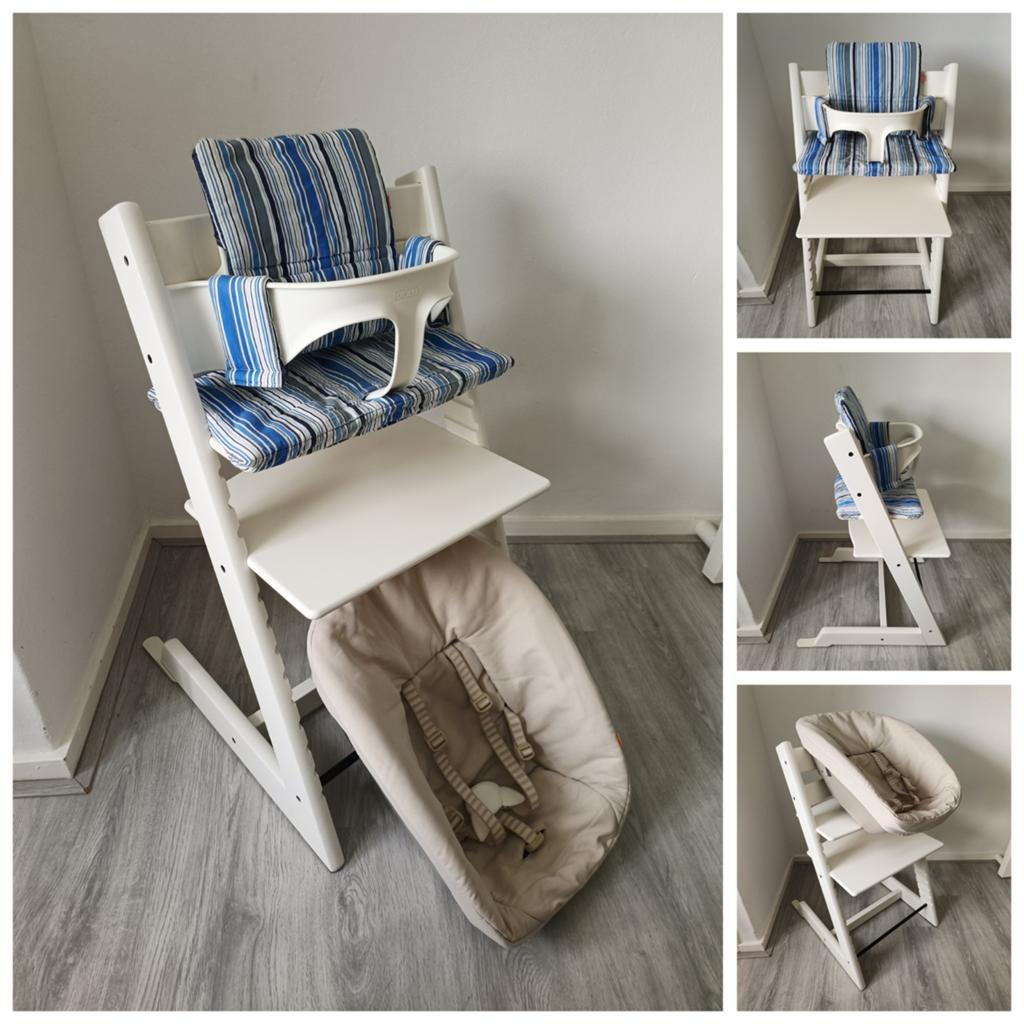 Stokke Tripp Trapp wit met babyset, kussenset en newbornset, Ophalen of Verzenden, Zo goed als nieuw, Stokke Tripp Trapp, Stoelverkleiner