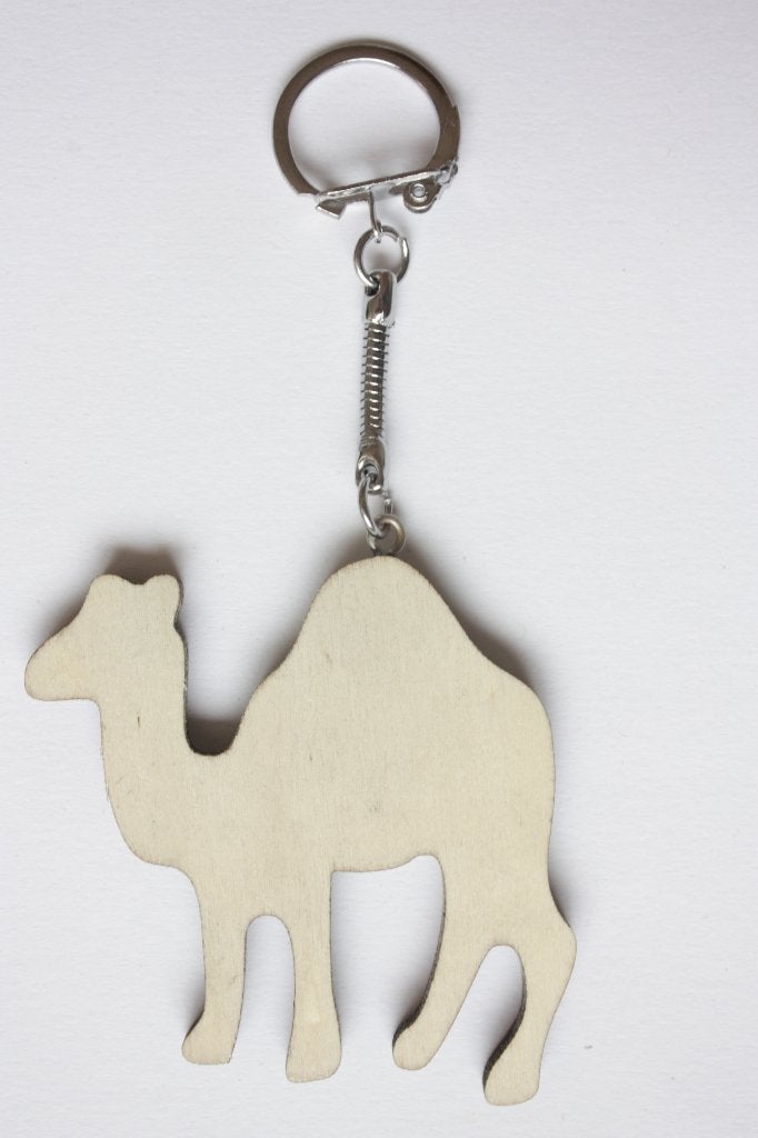 Sleutelhanger hout triplex dromedaris 6,5 x 6,2 cm, dik 3 mm, ., Dieren, Nieuw, .