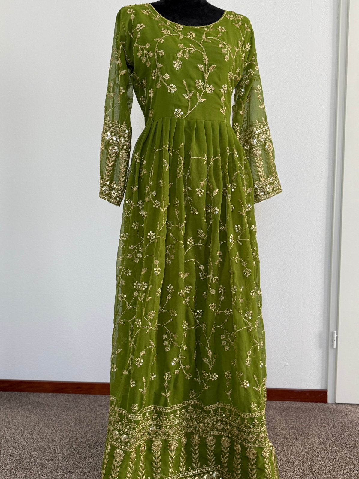 Anarkali jurk, Kleding | Dames, Verzenden, Nieuw, Groen, Galajurk