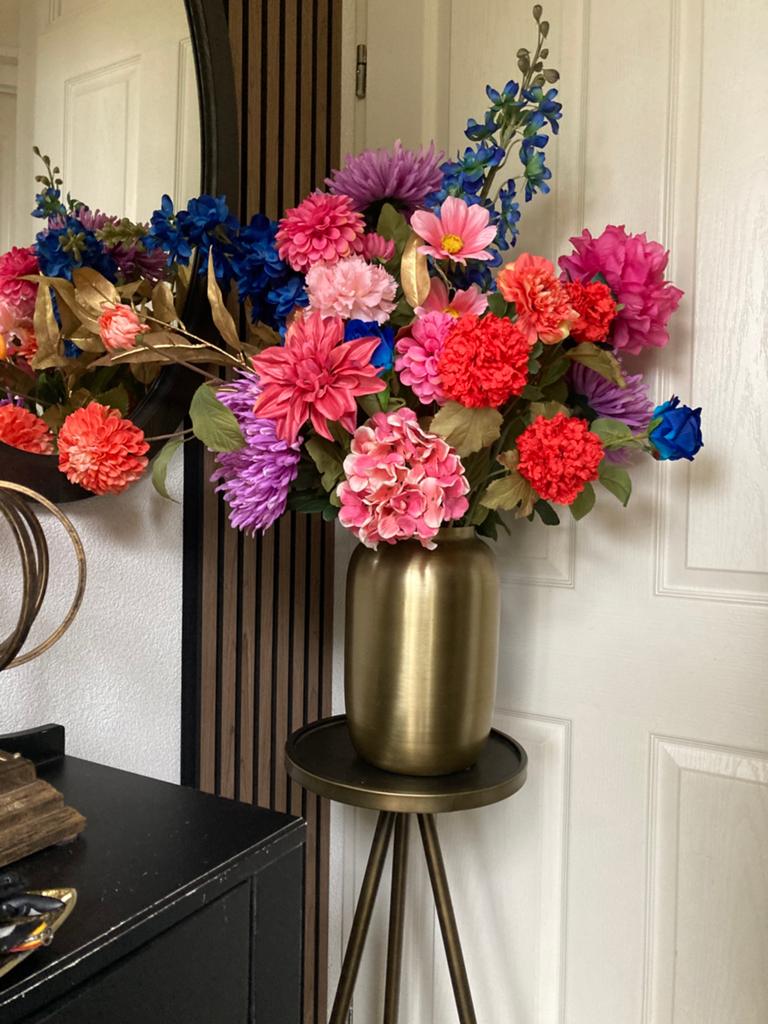 Set XL met Luxe Zijden bloemen in vaas Rondom, Kunstbloem, Ophalen of Verzenden, Meerkleurig, Nieuw