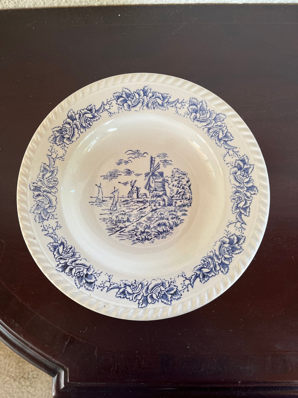 Set van 6 vintage diepe borden met molen decor, Ophalen, Zo goed als nieuw, Overige stijlen, Bord(en)
