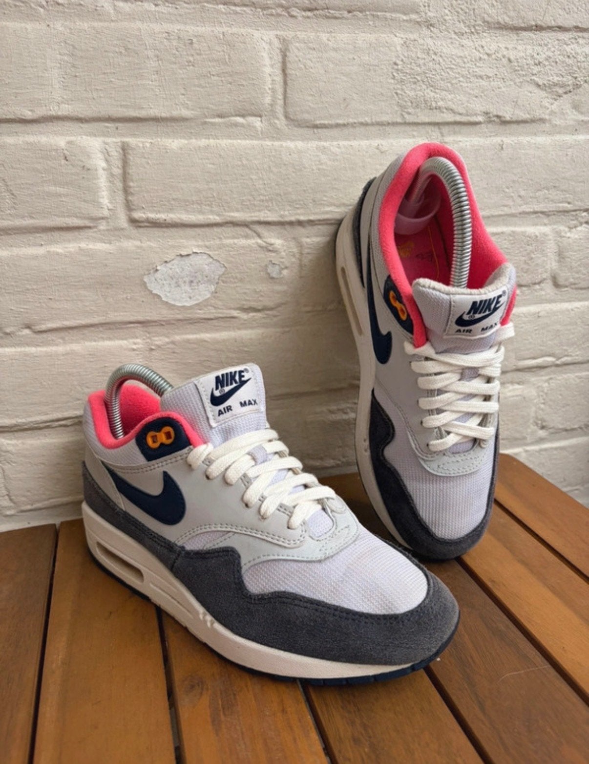 Nike Air Max 1 WMNS "Midnight Navy/Pure Platinum" (2019), Blauw, Ophalen of Verzenden, Sneakers of Gympen, Gedragen