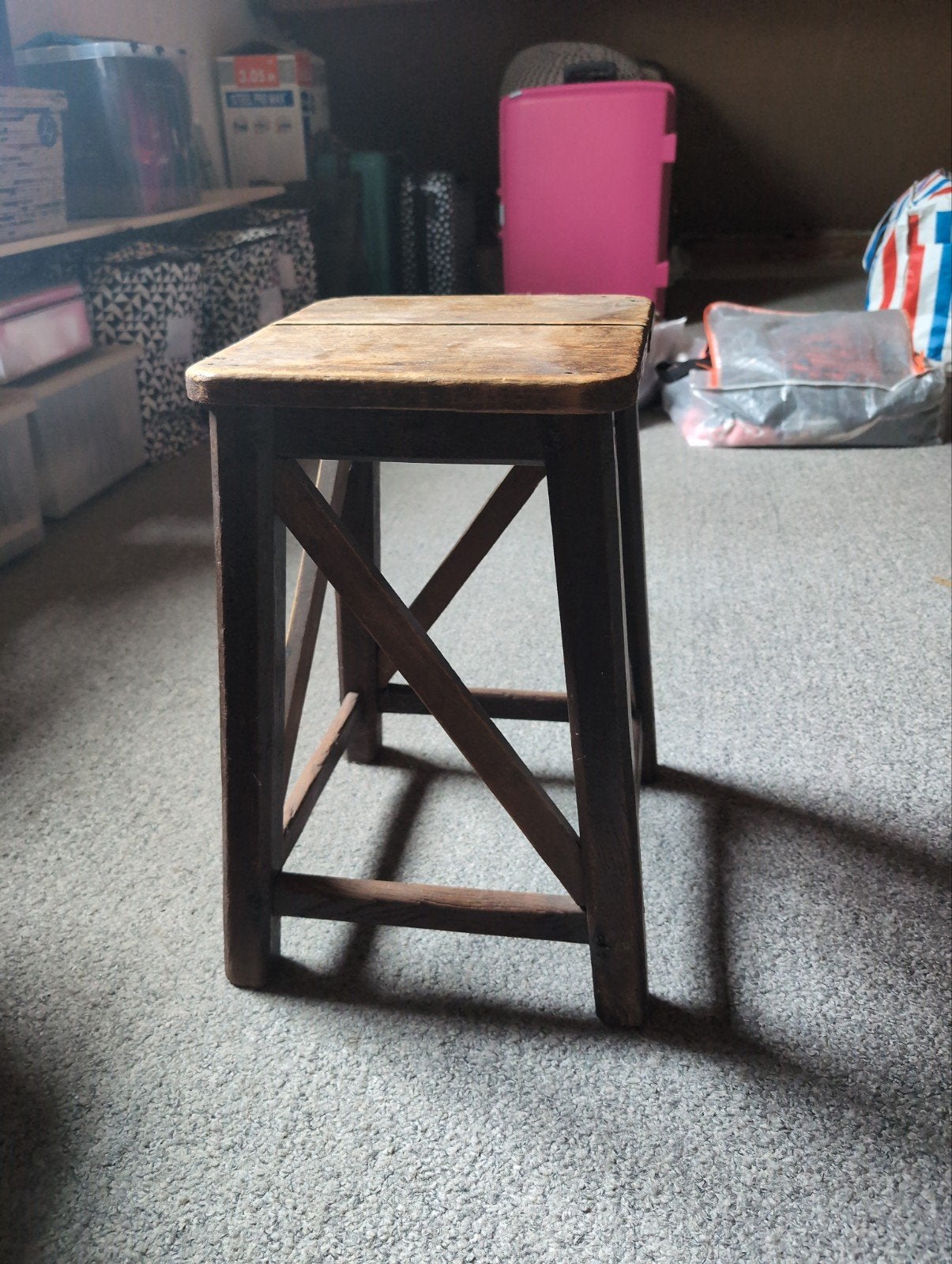 Vintage houten krukje - opknapper, Huis en Inrichting, Ophalen, Gebruikt, Hout