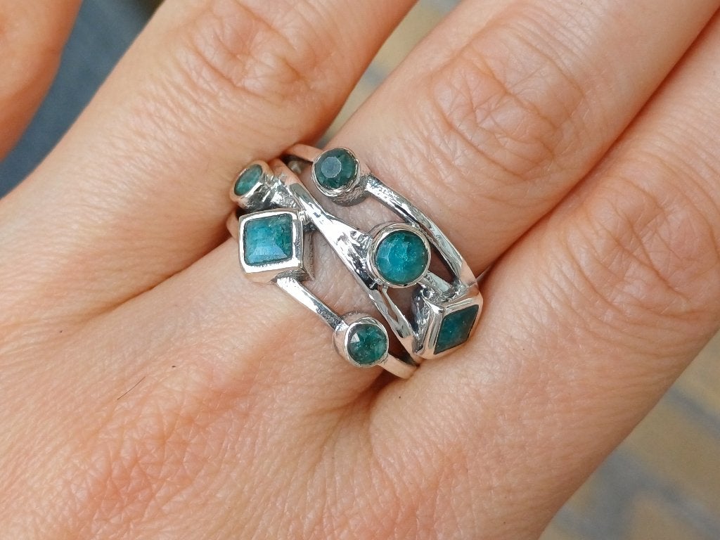 Vanoli 925 zilveren ring met ruwe smaragd maat 19,25 19,5, Sieraden, Tassen en Uiterlijk, Daiva1973@hotmail.com, Vanoli, 19 tot 20